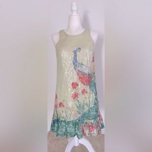 Anthropologie Leifsdottir Sequined Peacock Mini Dress